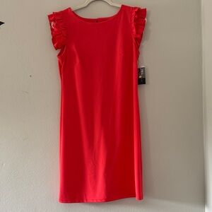 Ronni Nicole Coral Ruffle Sleeve Mini Dress